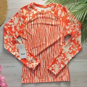 Maaji 🧡 UPF +50 Animal Print Floral Orange Rashguard